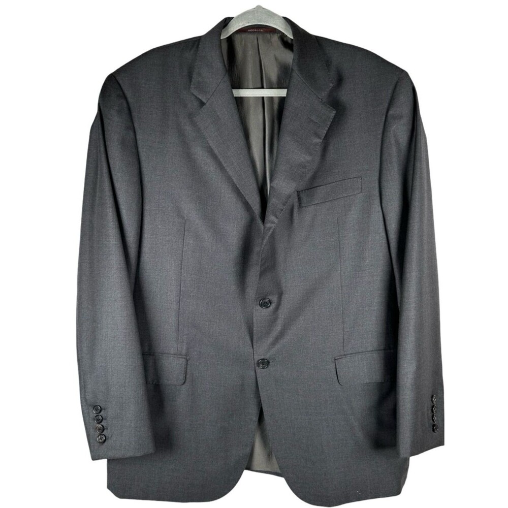 Hickey Freeman Loro Piana Wool Charcoal Single Breasted Sport Coat Blazer 44R